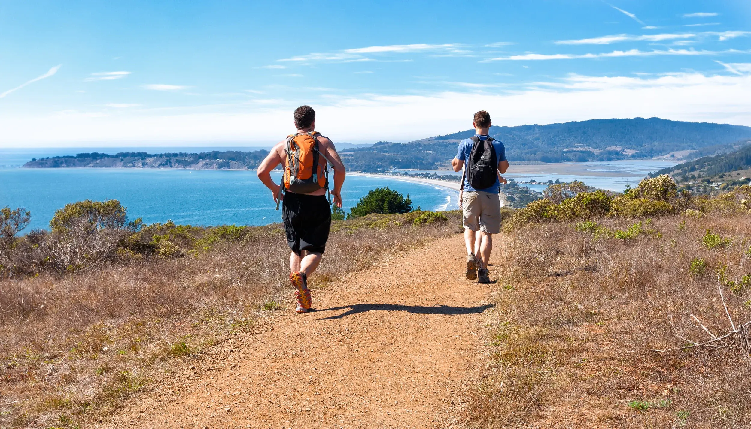 Runners descending toward Stinson Beach