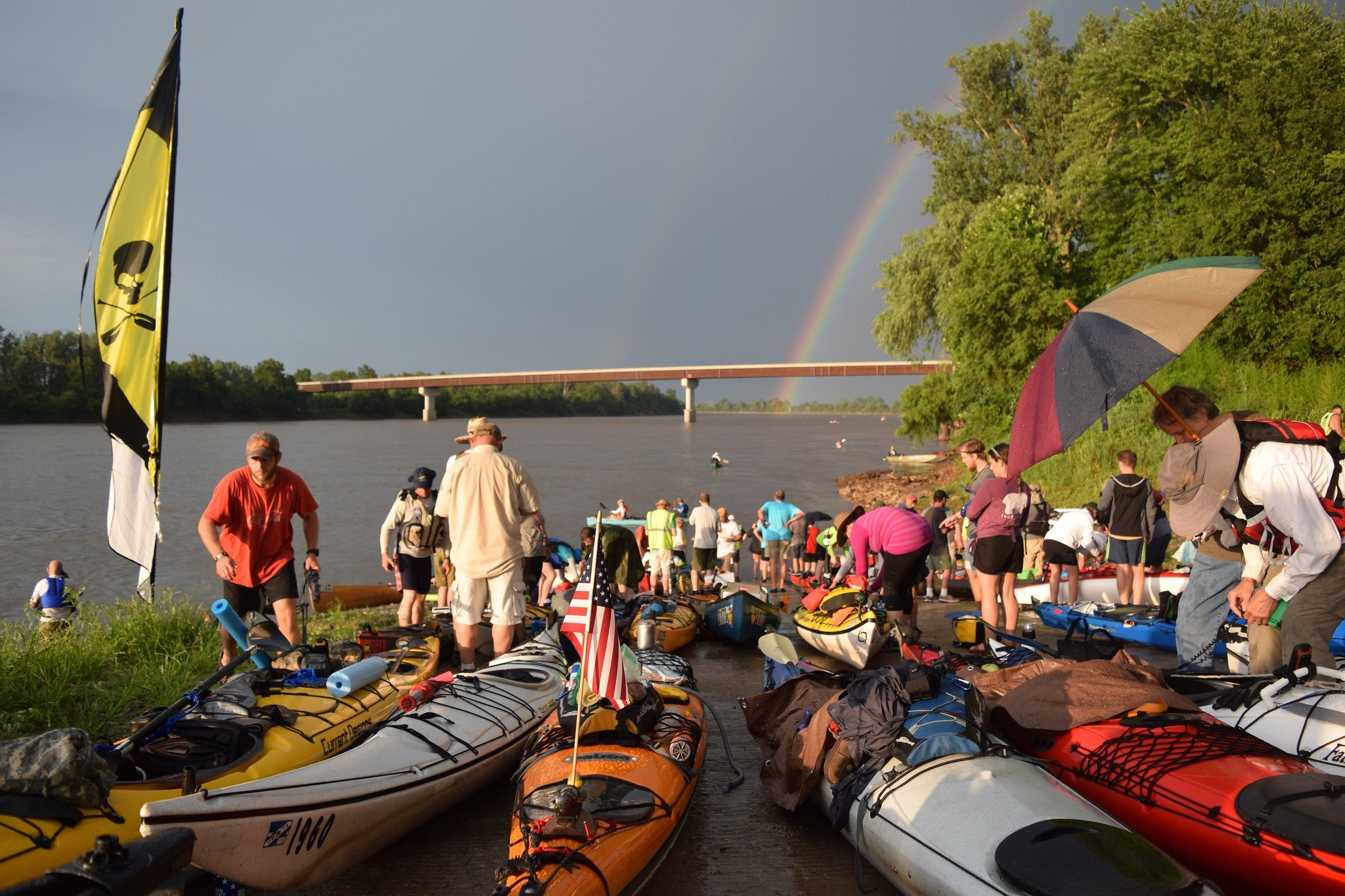 Kayakers preparing on the riverbank for MR340